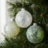 Green & White Baubles - Set Of 6