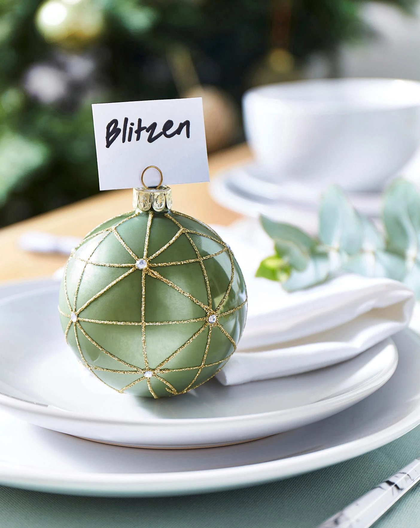 Green & Gold Glitter Jewel Baubles - Image 2