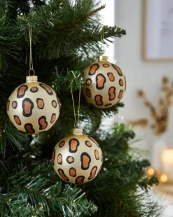 Gisela Graham Leopard Baubles - Set Of 6