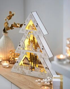 Lit Winter Forest Scene