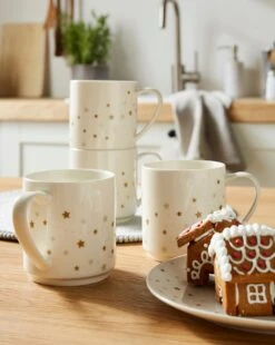 Metallic Stars Set Of 4 Stacking Mugs