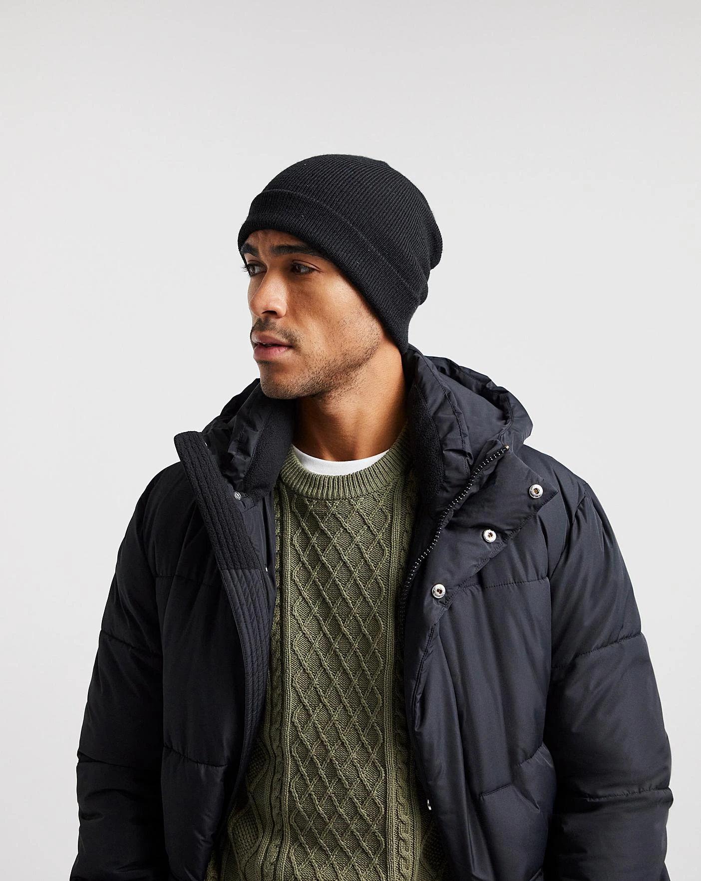 Black Longline Padded Coat - Image 4