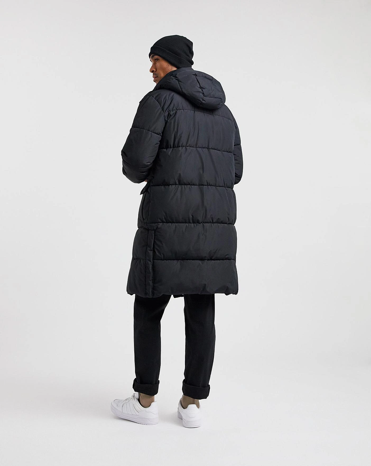 Black Longline Padded Coat - Image 3