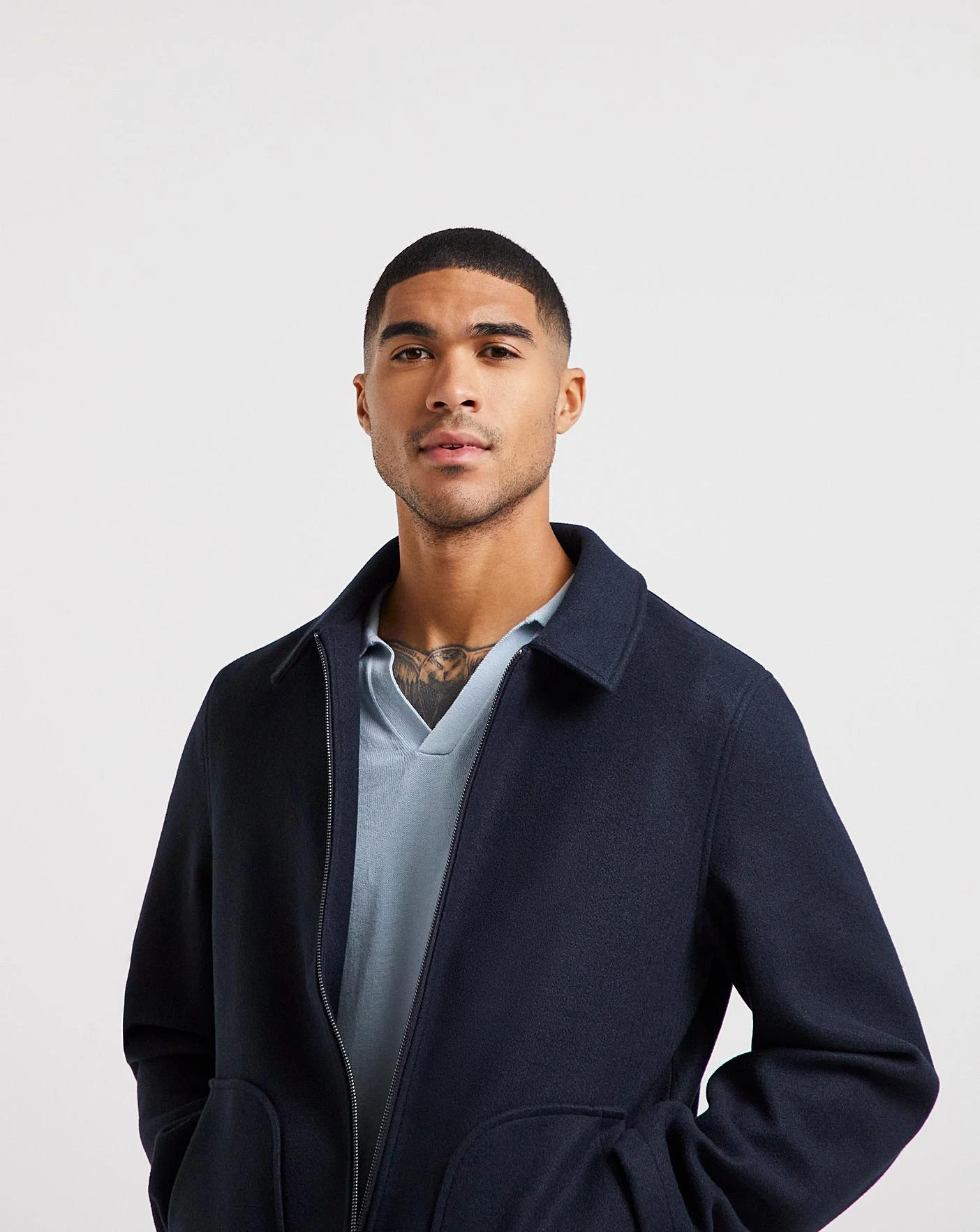 Faux Wool Navy Harrington - Image 2