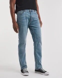 Light Stonewash Straight Stretch Jeans