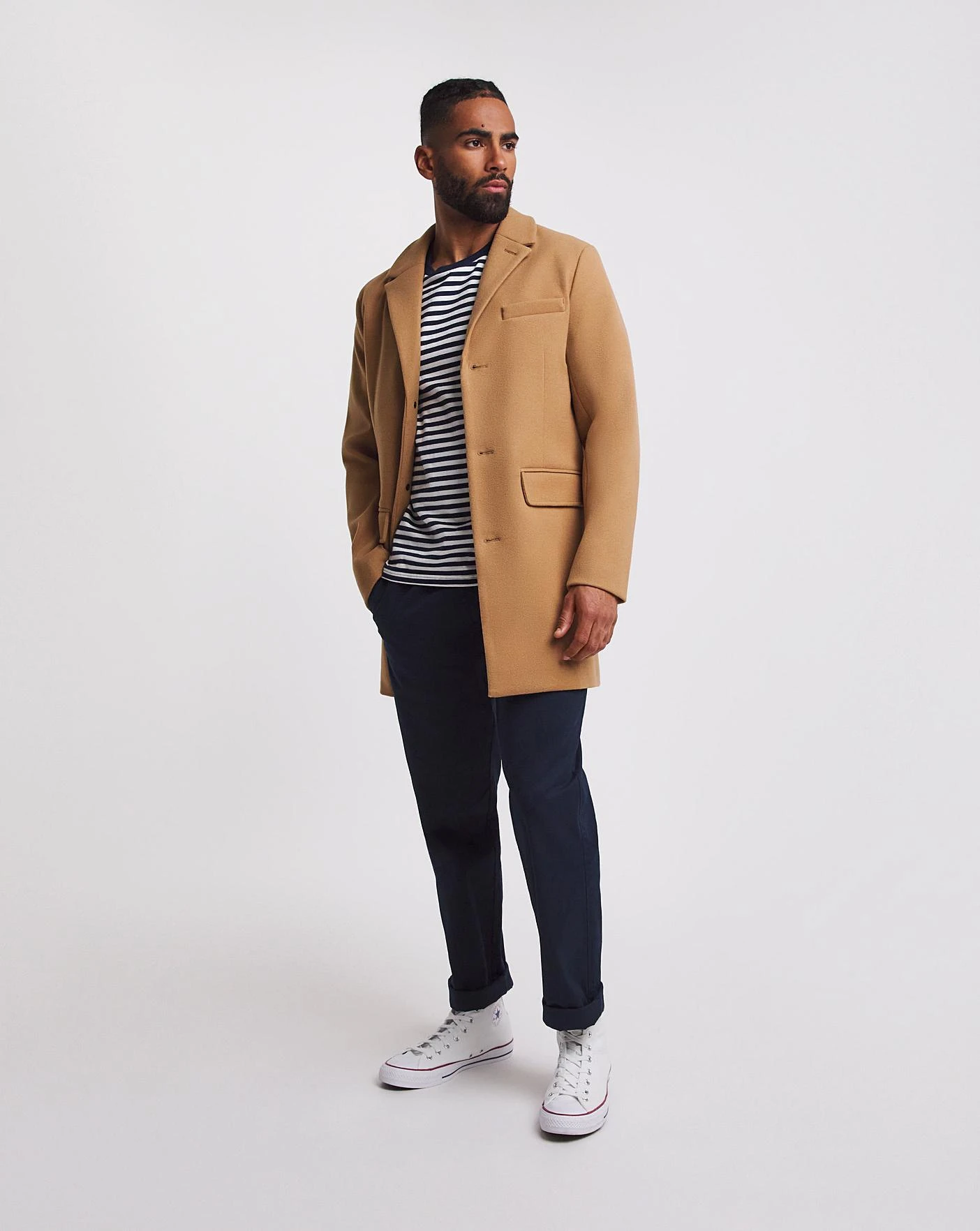 Camel Faux Wool Overcoat - Image 4