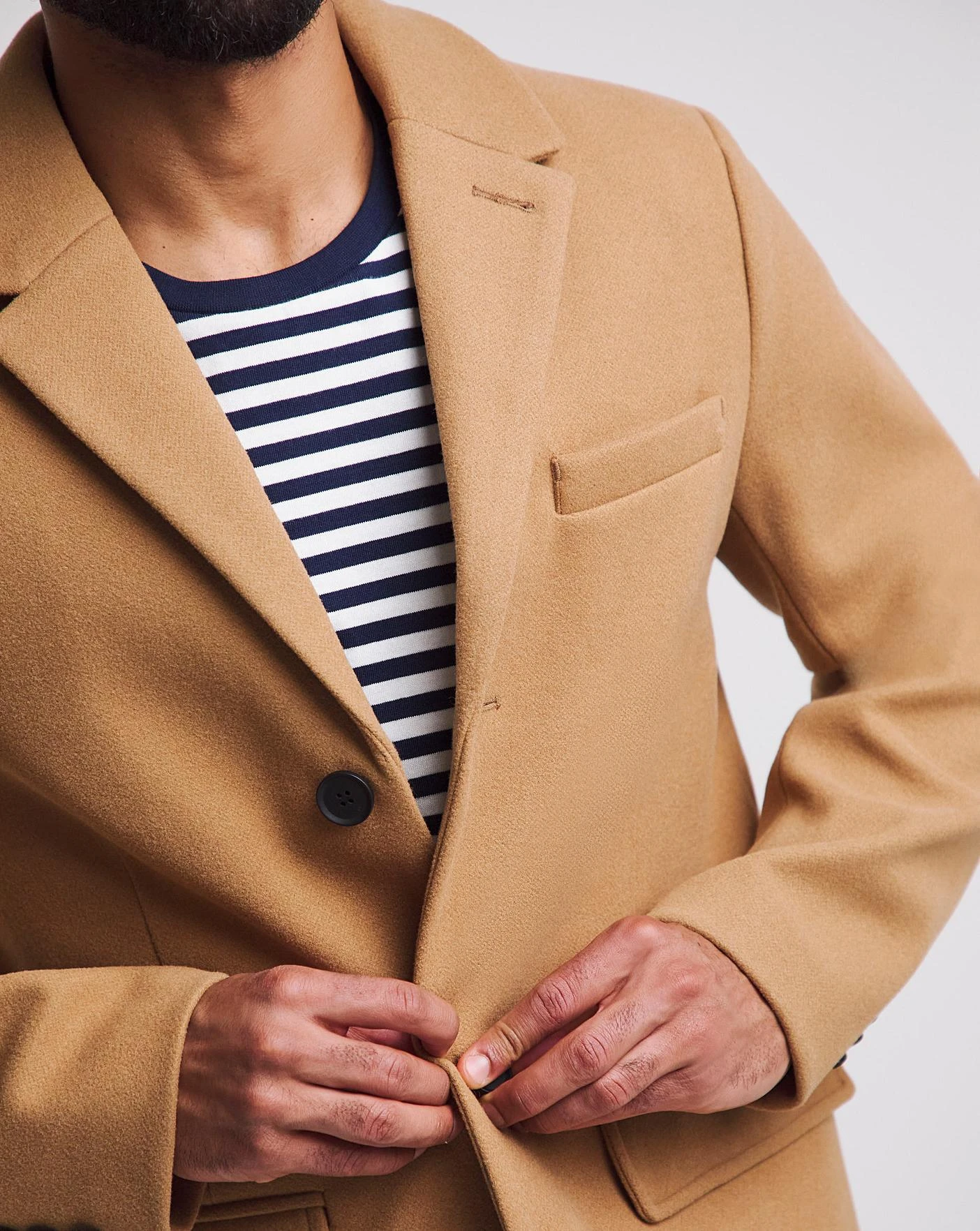 Camel Faux Wool Overcoat - Image 2