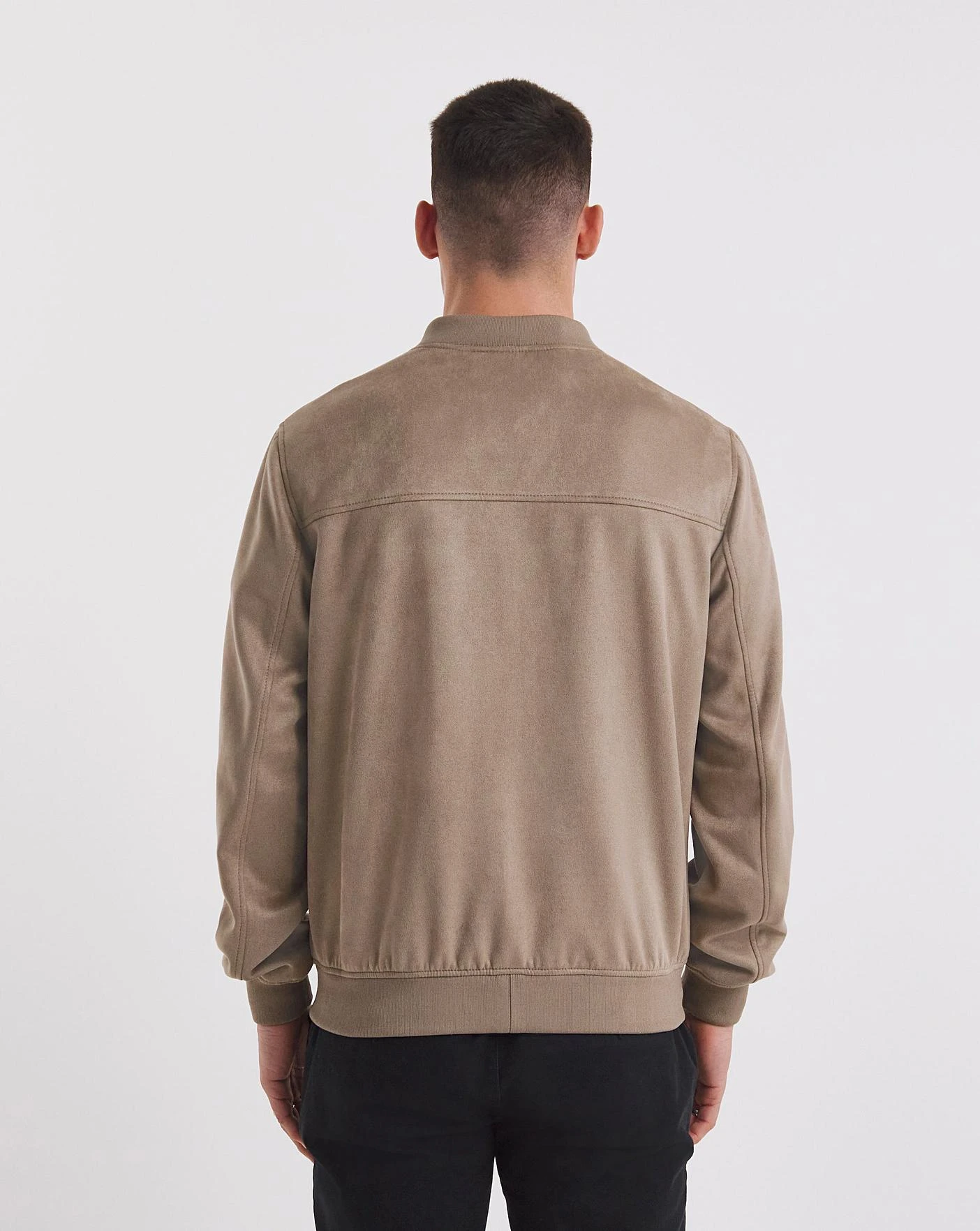 Beige Faux Suede Bomber - Image 4
