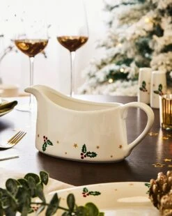 Holly And Stars Gravy Boat