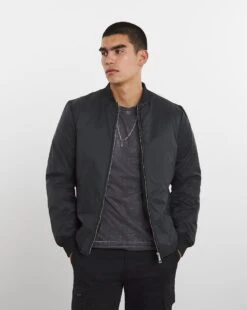 Black Padded Bomber Jacket
