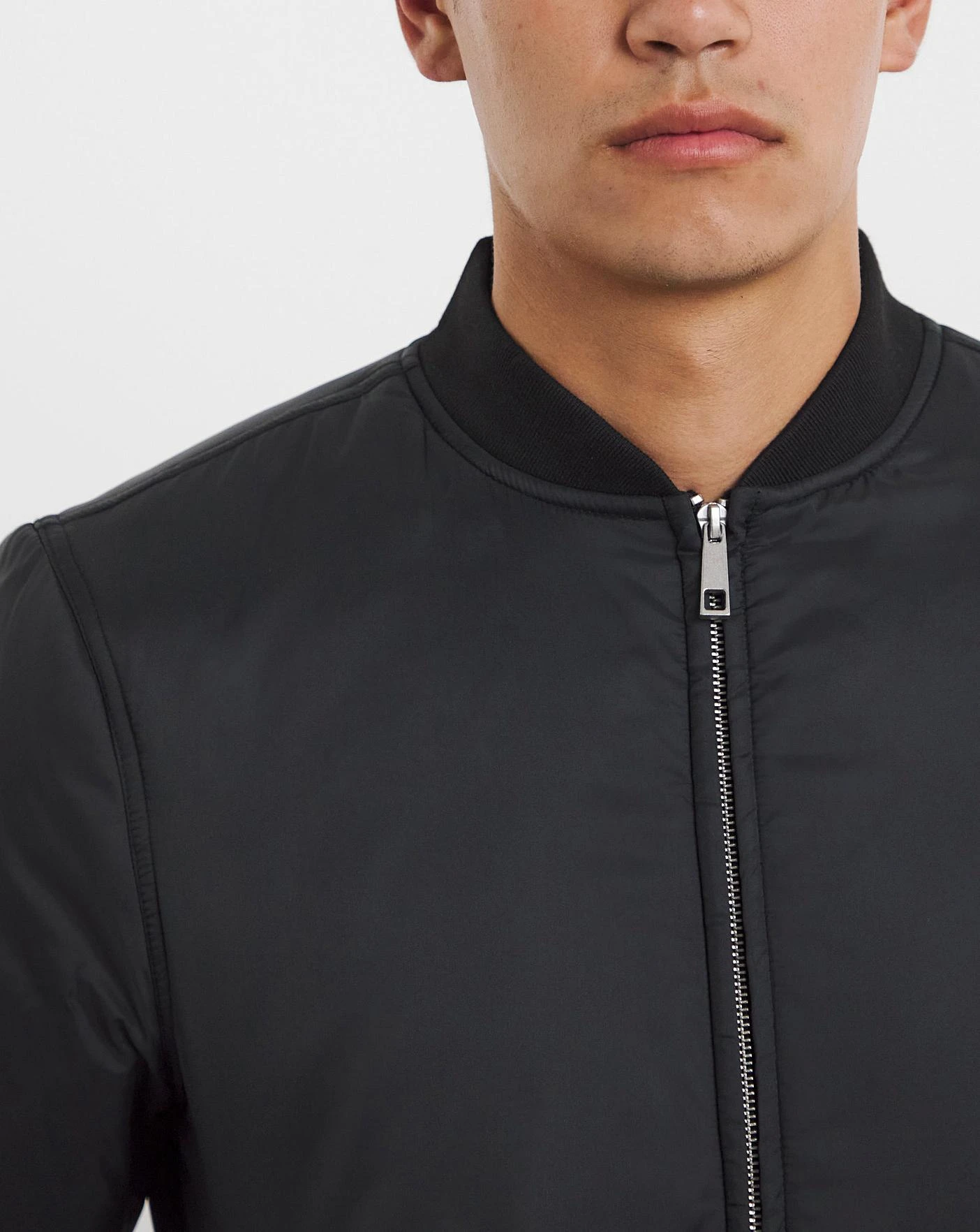 Black Padded Bomber Jacket - Image 3