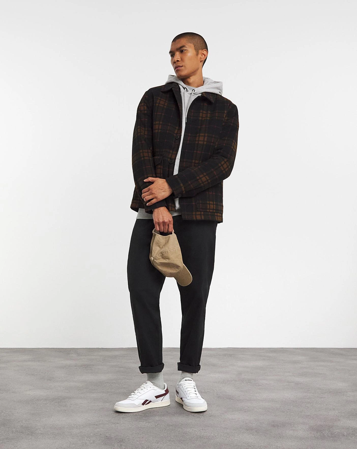 Black Check Quilted Lined Shacket
