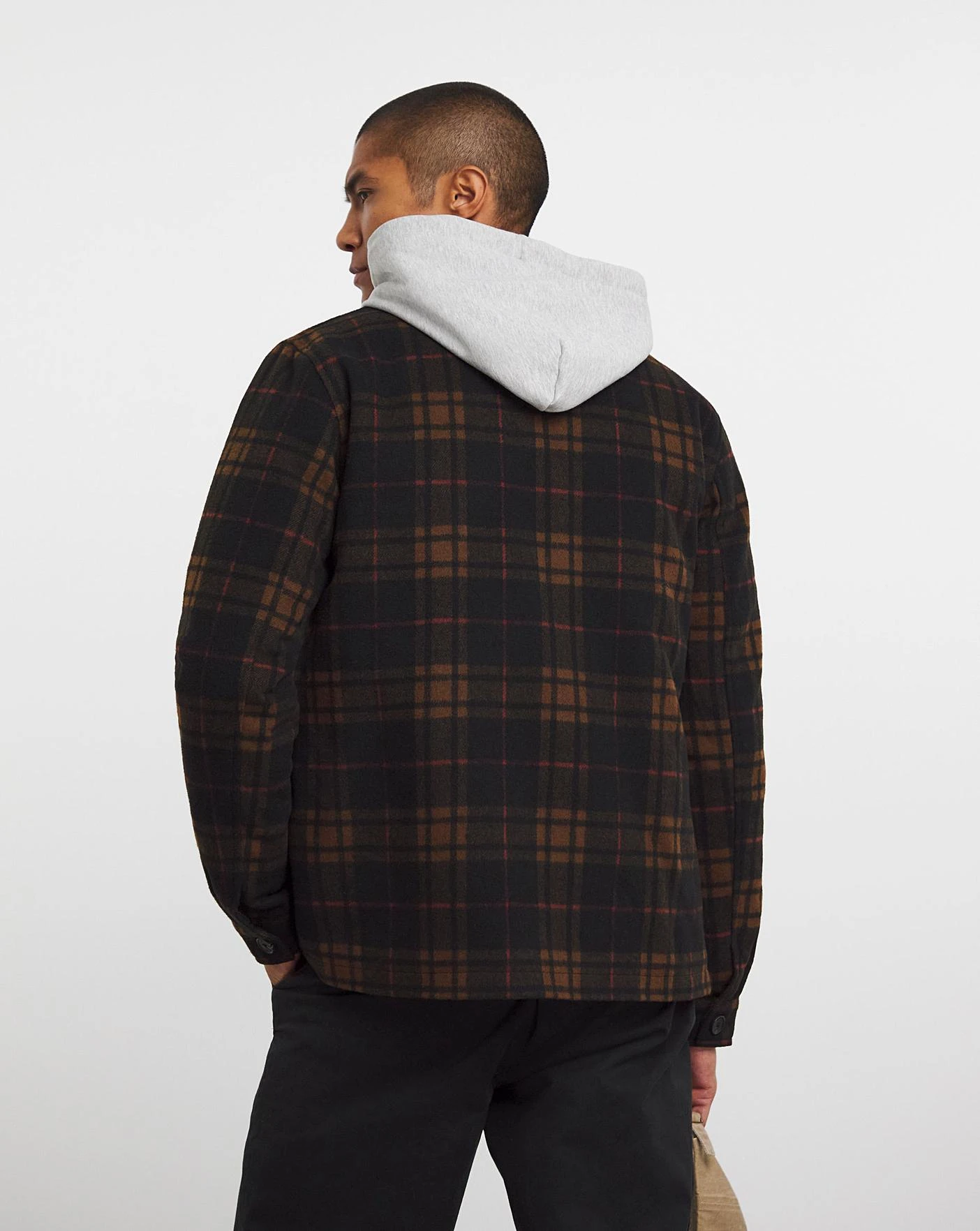 Black Check Quilted Lined Shacket - Image 3