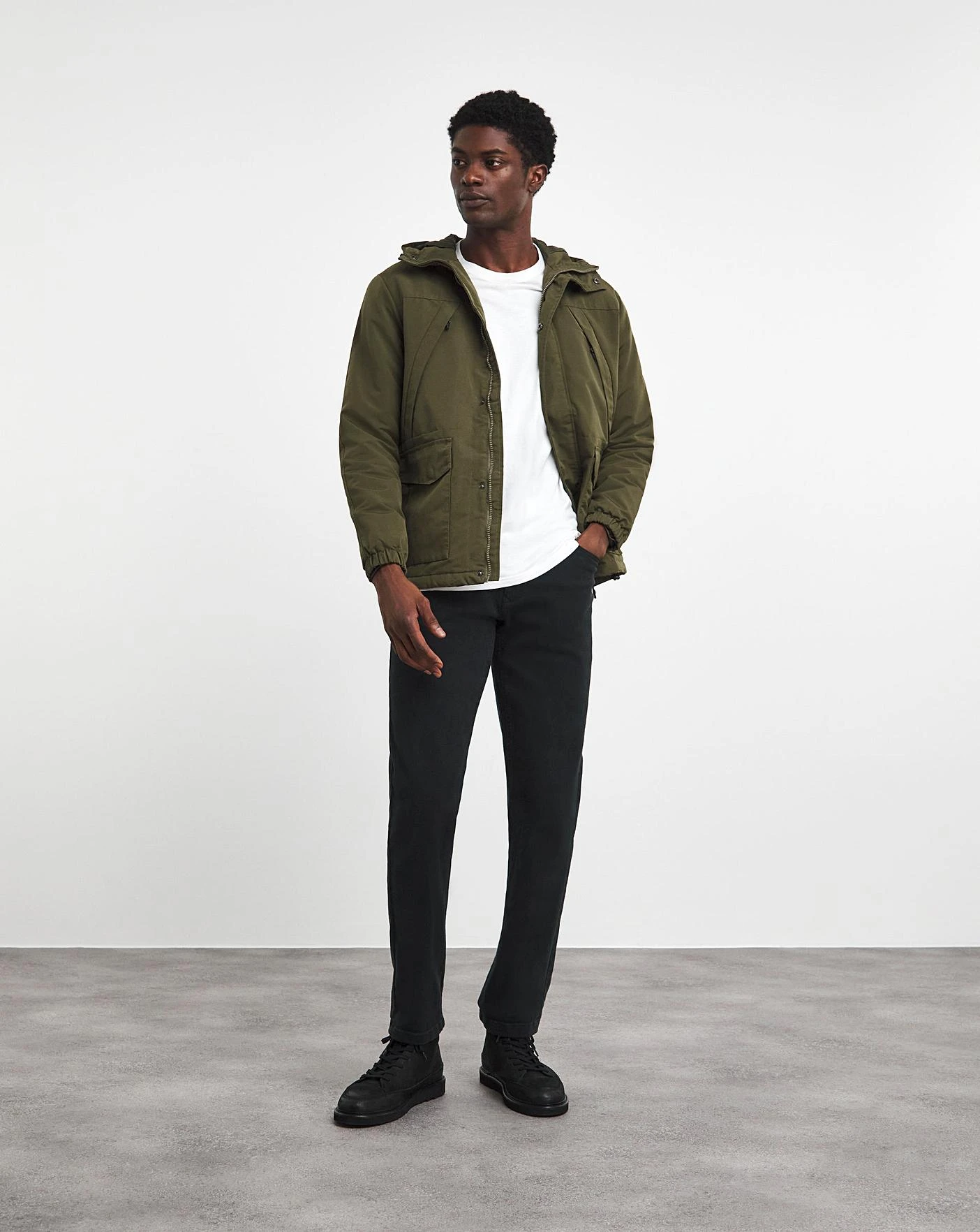 Olive Hooded Zip Up Jacket - Image 4