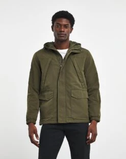 Olive Hooded Zip Up Jacket