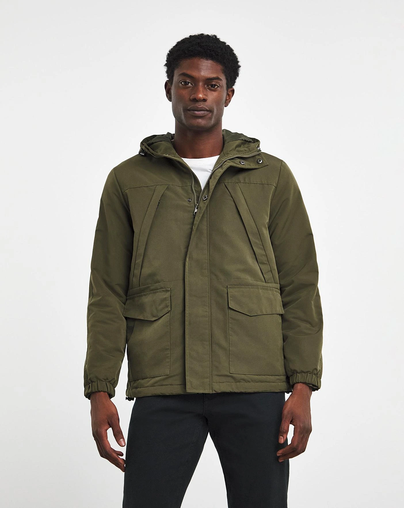 Olive Hooded Zip Up Jacket