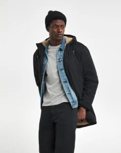 Black Faux Fur Lined Parka