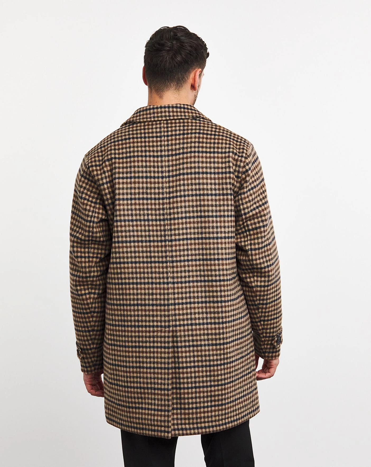 Brown Wool Blend Check Mac - Image 2