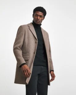 Neutral Marl Faux Wool Overcoat