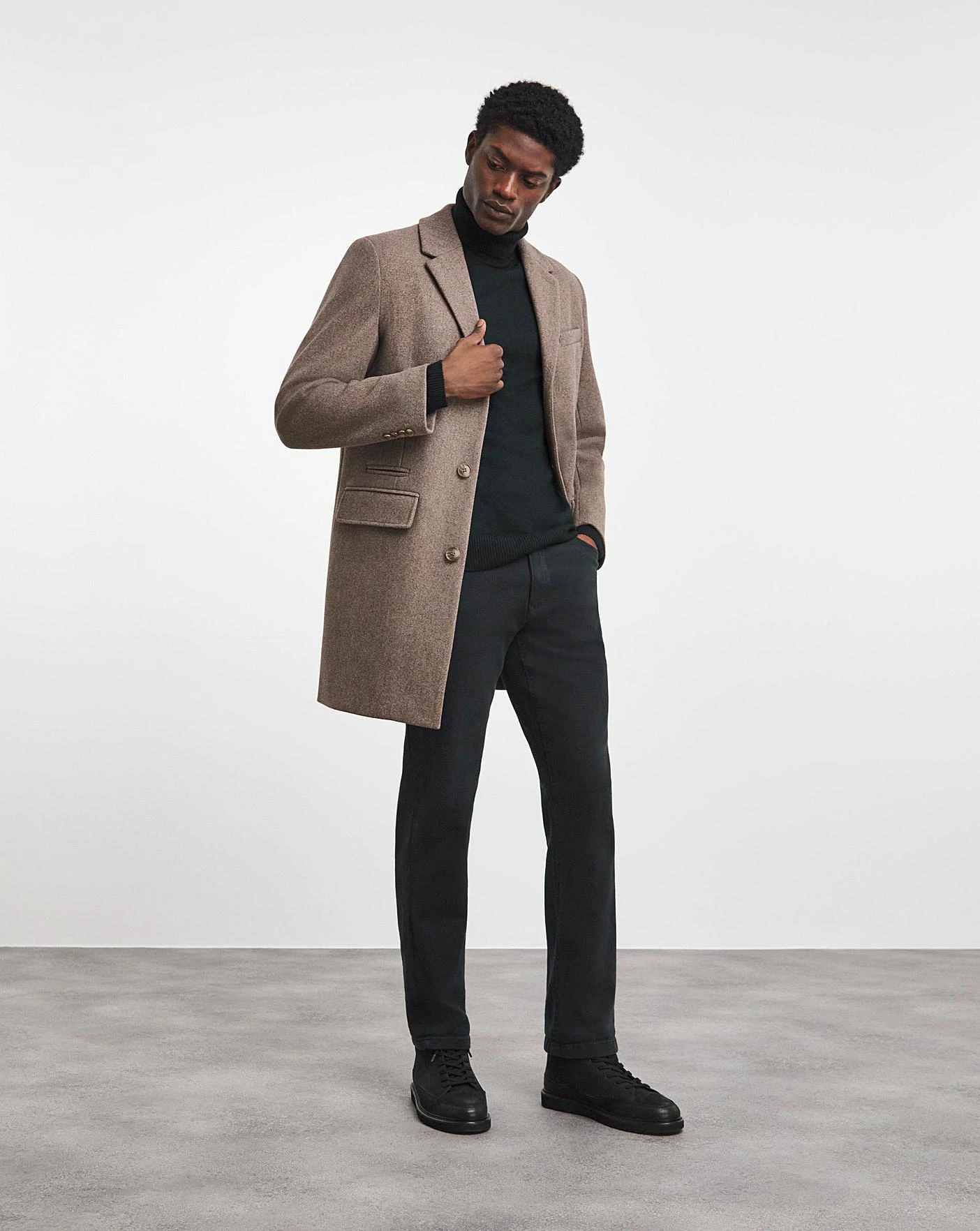 Neutral Marl Faux Wool Overcoat - Image 2