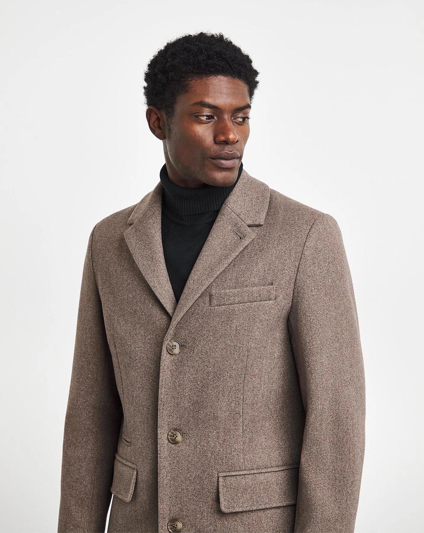 Neutral Marl Faux Wool Overcoat - Image 4