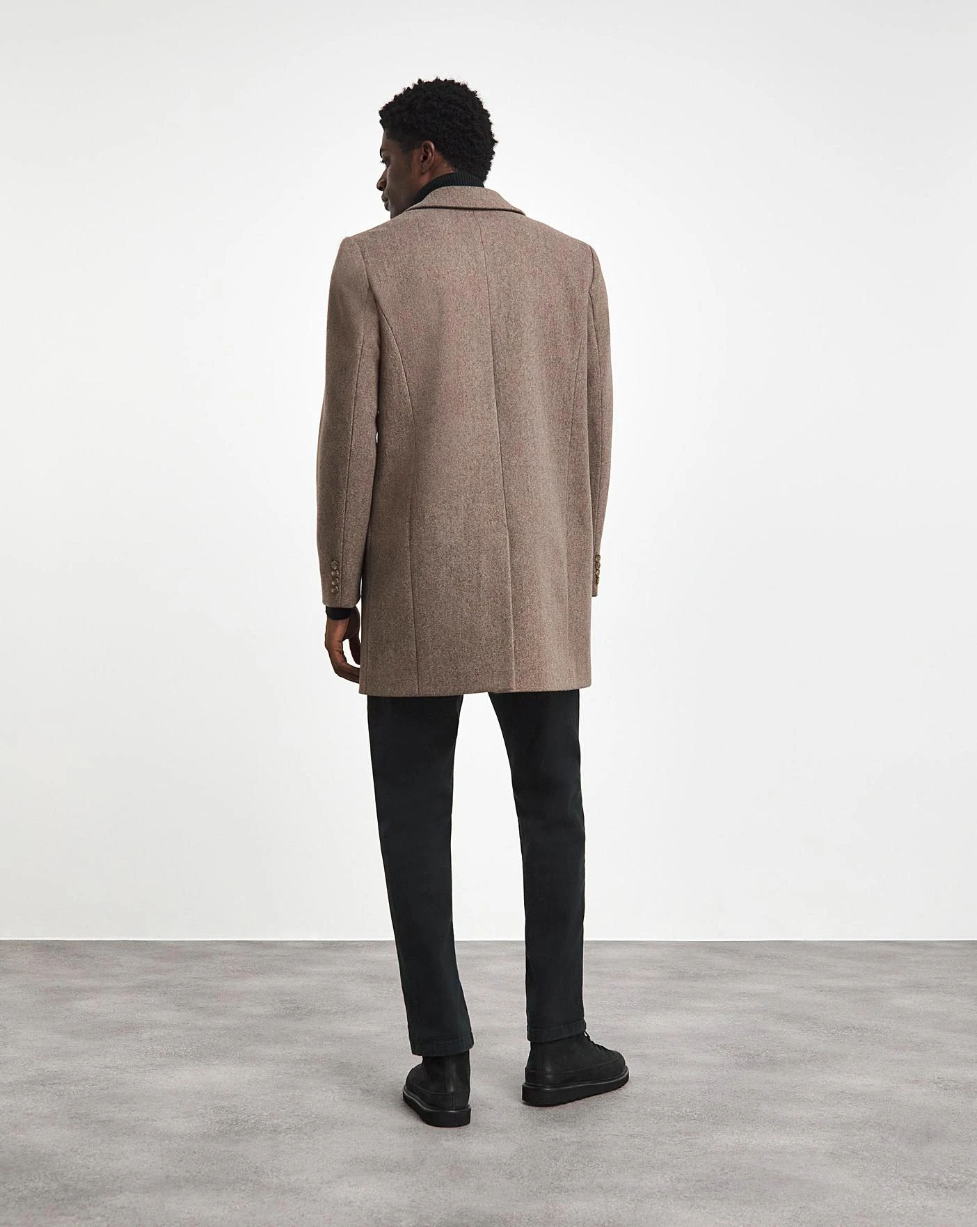 Neutral Marl Faux Wool Overcoat - Image 3