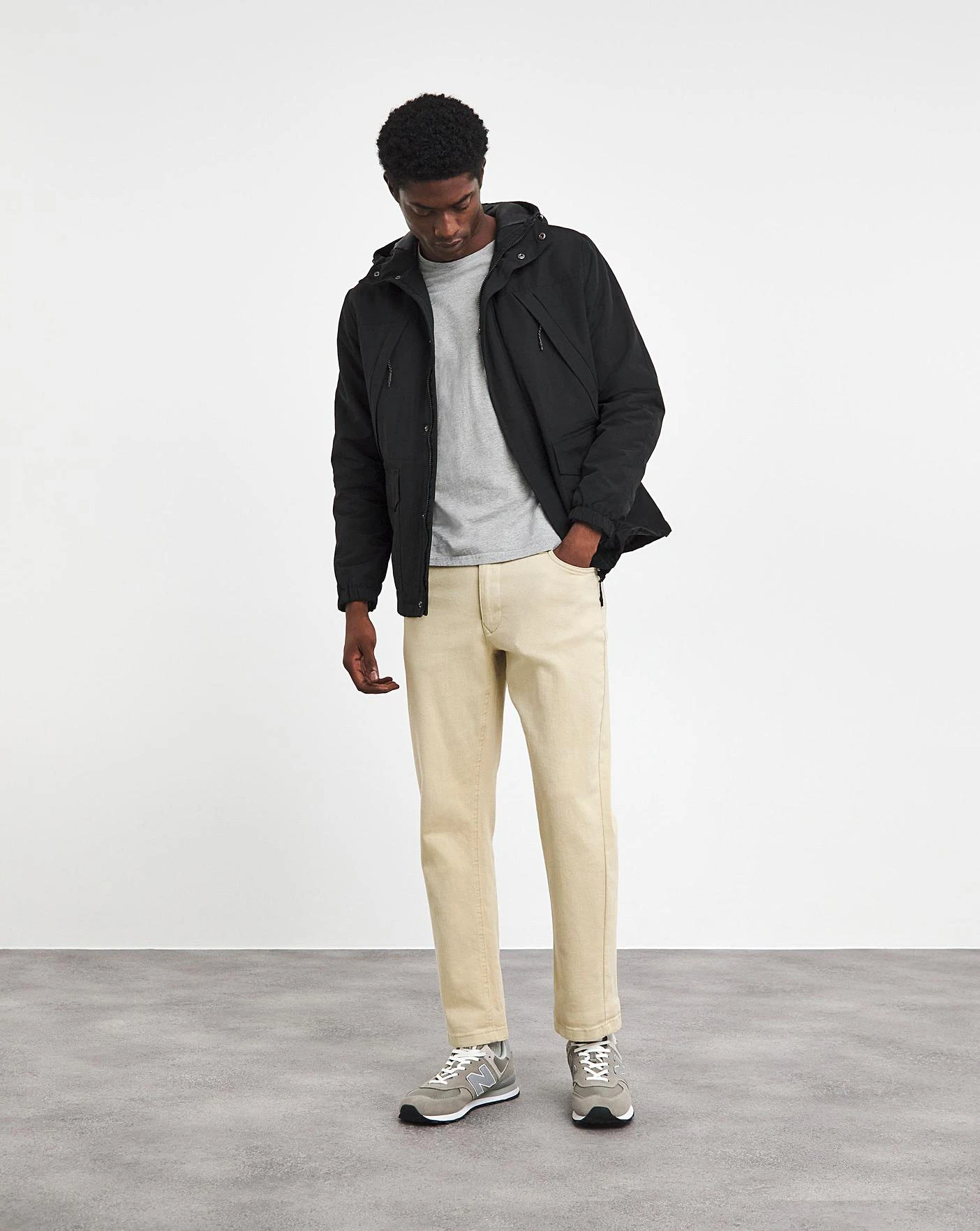 Black Hooded Zip Up Jacket - Image 2