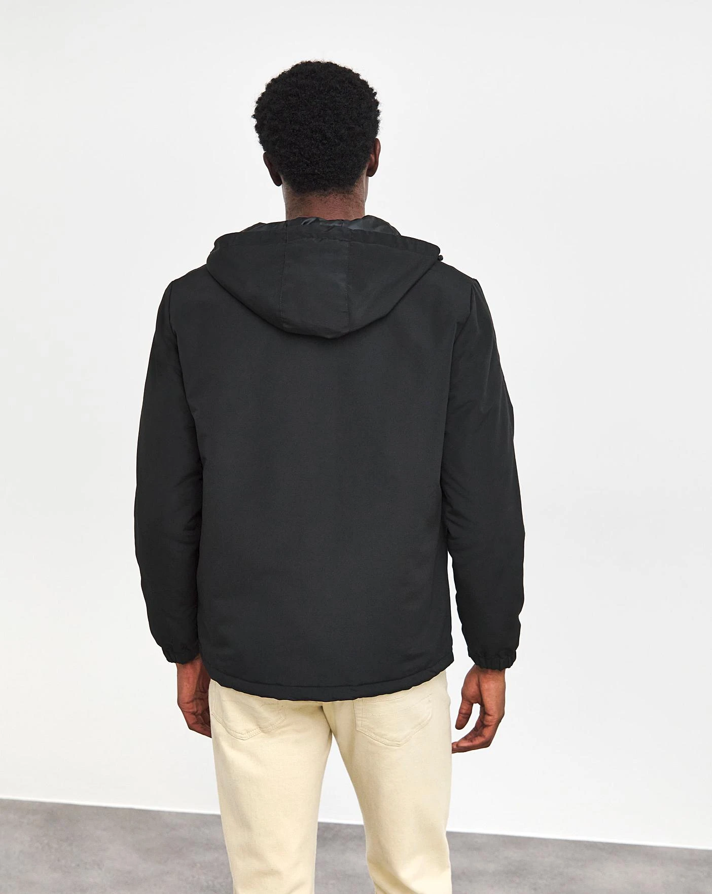 Black Hooded Zip Up Jacket - Image 3