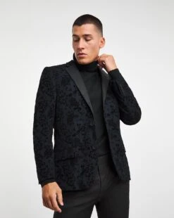 Satin Lapel Flock Blazer