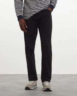 Black Straight Stretch Gaberdine Jeans