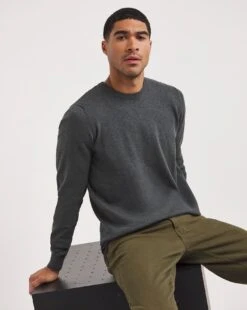 Cotton Knitted Crew Neck Jumper