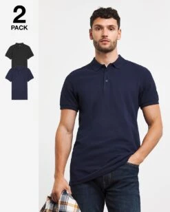 2 Pack Pique Polo Long